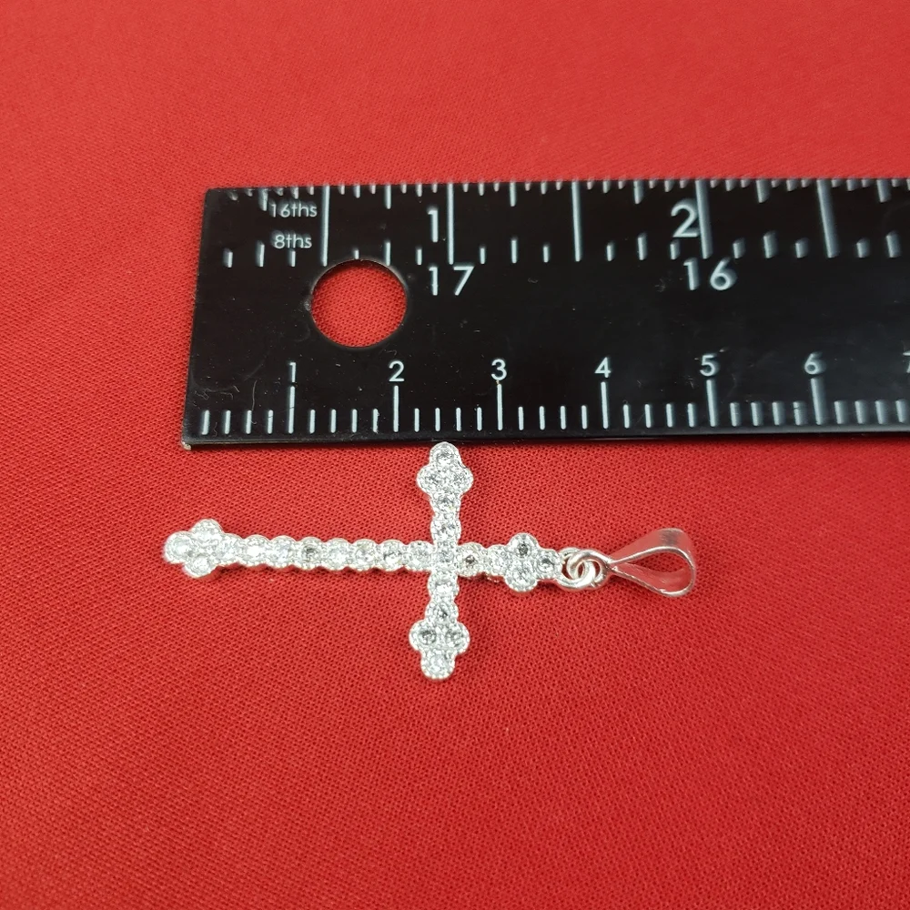 925 sterling silver cross with White zircon/cruz de plata‎ fina con sirconia